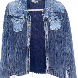 PS Blue Women's Knit Denim Cardigan - Blue